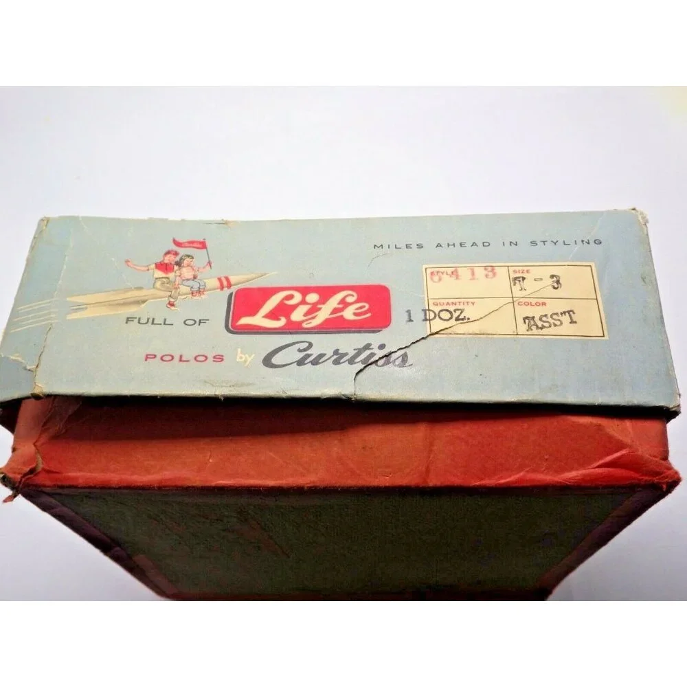 Polos by Curtiss Box Distressed Vintage Empty Rare Store Stage Prop 1950 MCM